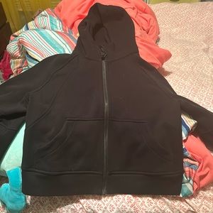 black lululemon oversized scuba full zip, size xs/s